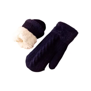 SNOW FLYING Camel Wool Knit Gloves Women's