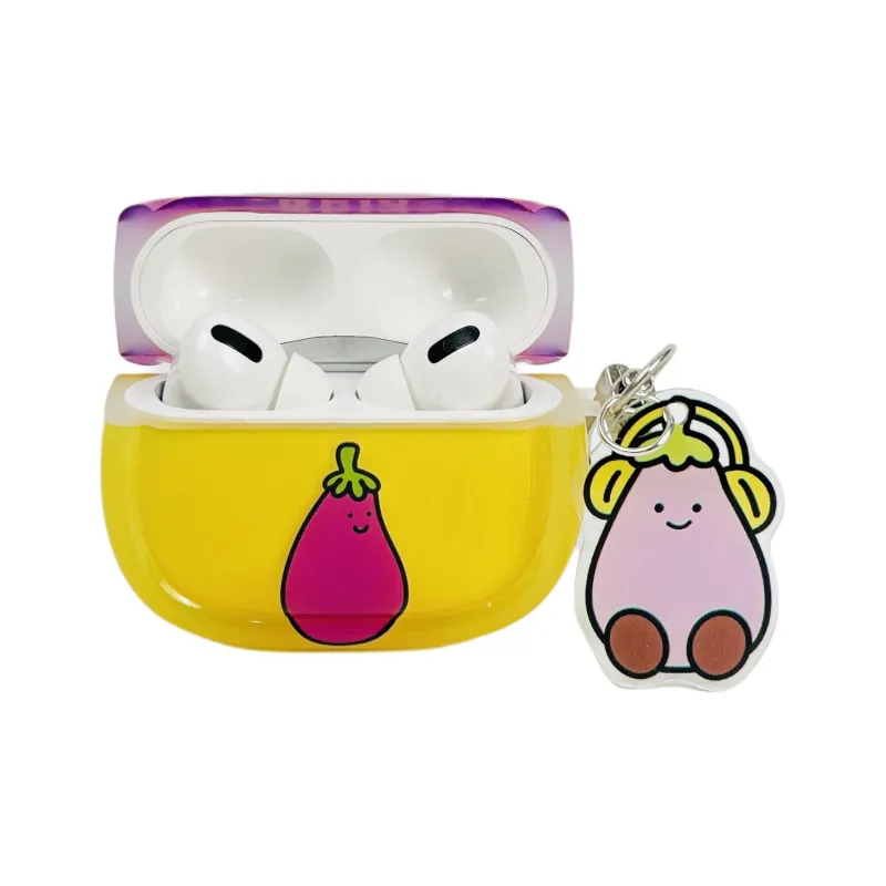 Sopi Compatibility With Apple AirPods 4/2/3/4th Generation/AirPods Pro/Pro 2 TPU Oval Eggplant Peanut Headphone Cases-11