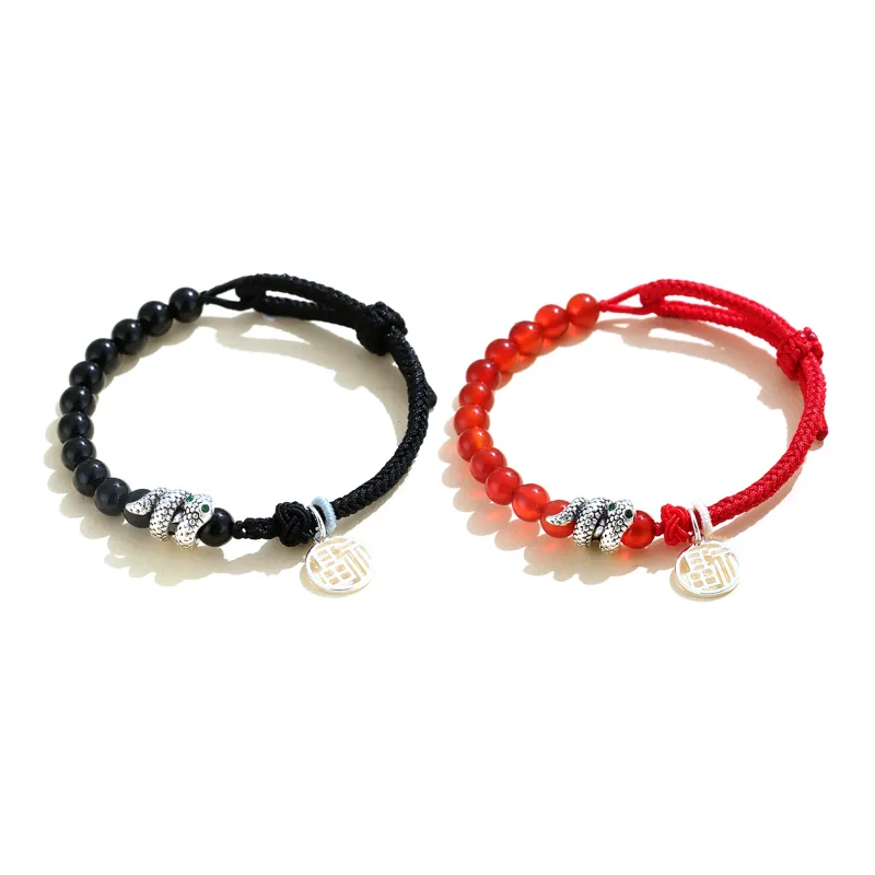 HOLLY RYAN Agate New Chinese Style Zodiac Year Chinese Zodiac Snake Bracelet Elegance Versatile Unisex-8