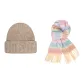 Brown Cap+Pink Blue Scarf