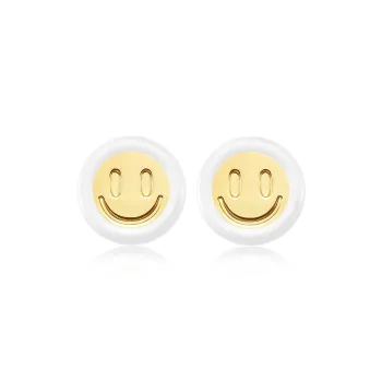AHLOOPS 18K Gold Plated Copper Stud Earrings Unisex Yellow