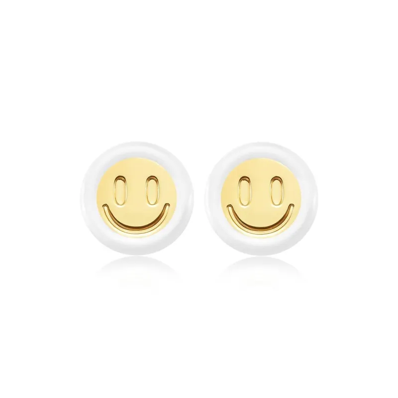 AHLOOPS 18K Gold Plated Copper Stud Earrings Unisex Yellow-0