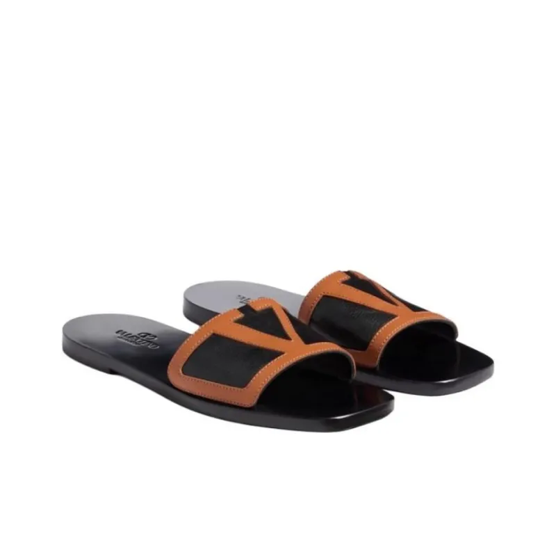 Valentino Slide Slippers Men's Black Brown-1