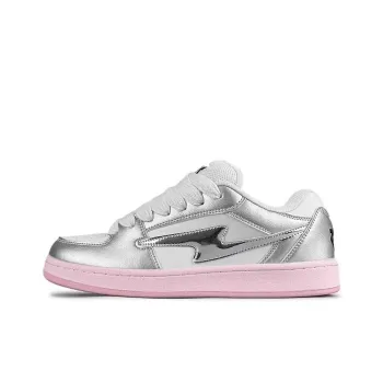 WJA Slip Resistant Cushioning Impact Resistance Wear Resistant Lightweight Low Top Skateboard Shoes Women's Silver Pink