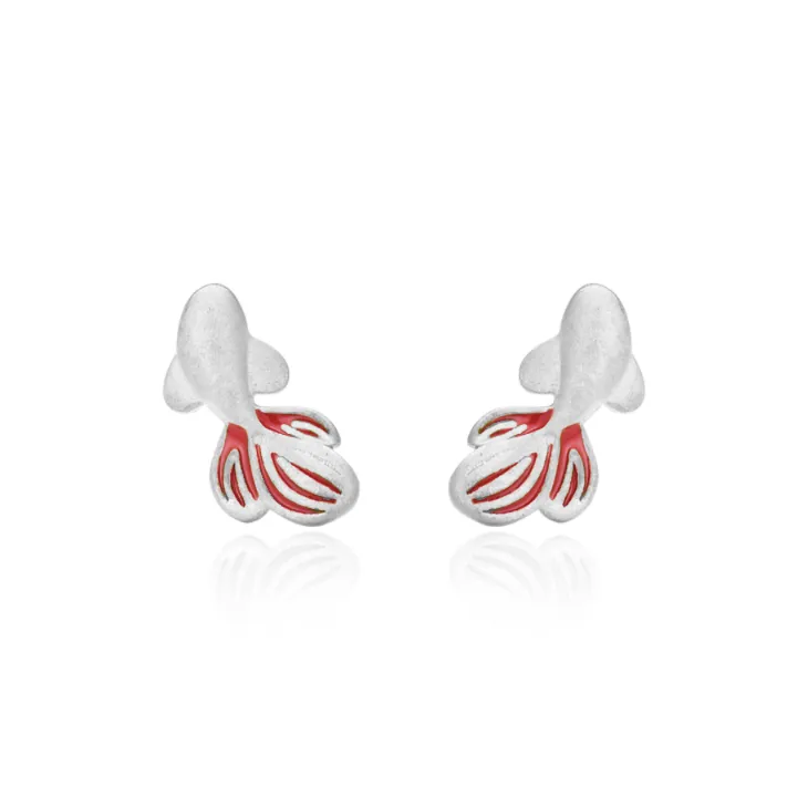 SHK Sterling Silver S999 Stud Earrings Women's-0