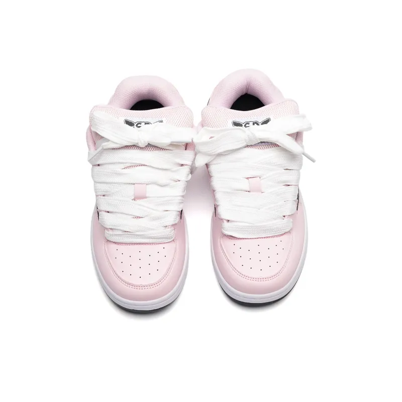 Circle Small Height Increasing Wear Resistant Slip Resistant Low Top Skateboard Shoes Unisex Pink Box Included-10