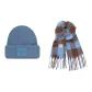 Blue Hood+Blue Coffee Color Scarf