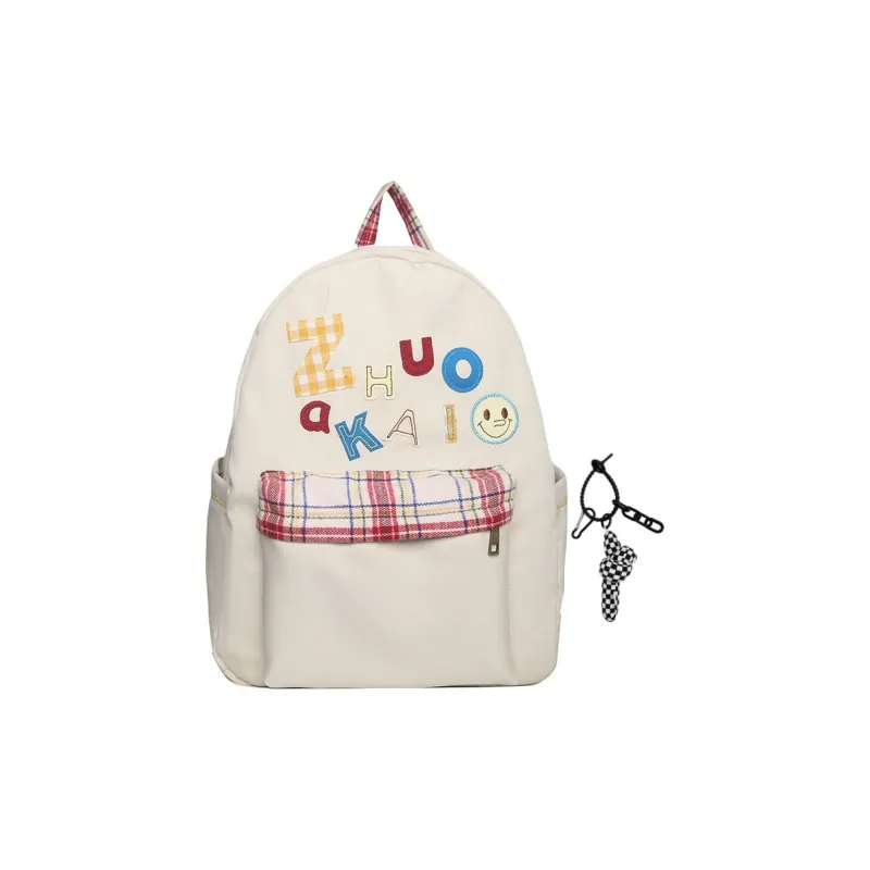 KAMLUI Nylon Fabric Backpack Regular Unisex White/Yellow/Green/Blue-12