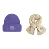 Purple Hat+Beige Scarf