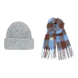 Gray Hood+Blue Coffee Scarf
