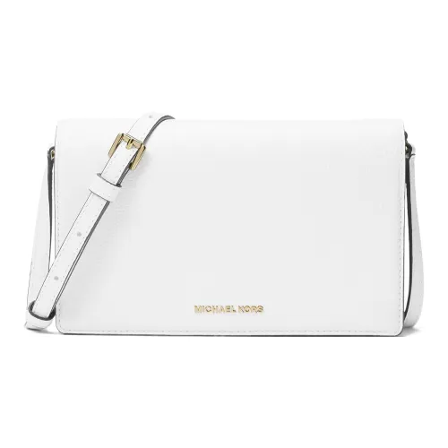 MICHAEL KORS Jet Set Litchi Grain Leather Shoulder Bag, Crossbody Bag Medium Size Women's Optical White