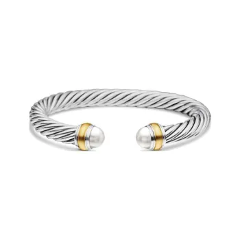 David Yurman 14K Yellow Gold And Sterling Silver Classic Cable Bracelet 7mm