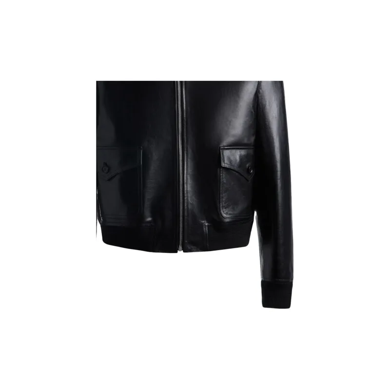 BALLY Cropped Leather Jacket-3