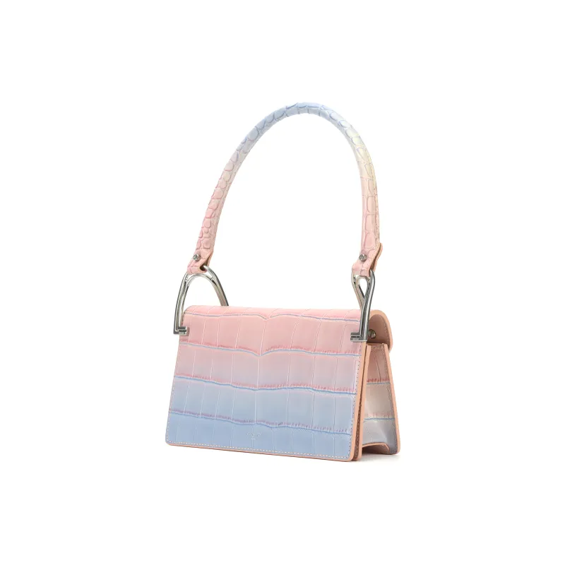 APEDE MOD Cow Leather Square Bag Shoulder Bag Handbag Shoulder Bag Women's Nox Rainbow Gradient Crocodile Pattern-3