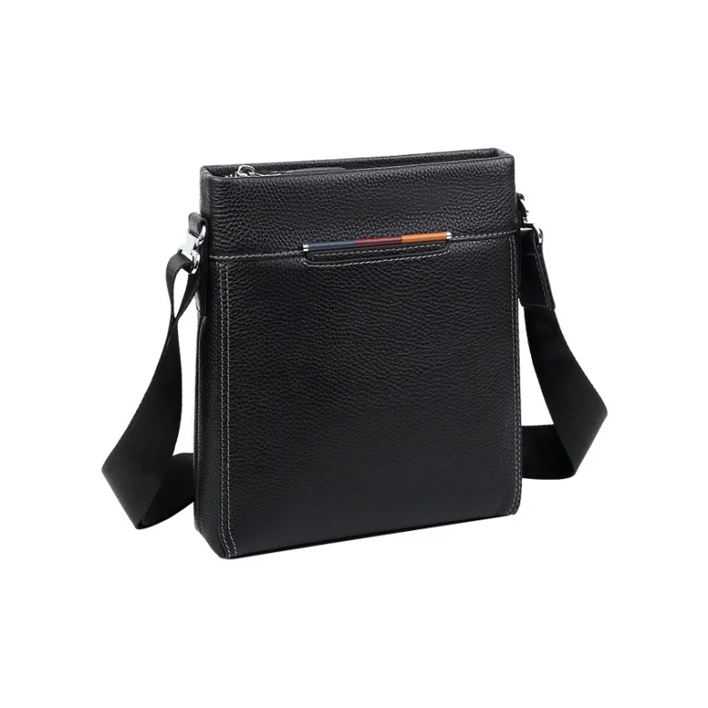 LARTIGENT Cow Leather Shoulder Bag, Crossbody Bag Regular Men's Black-1