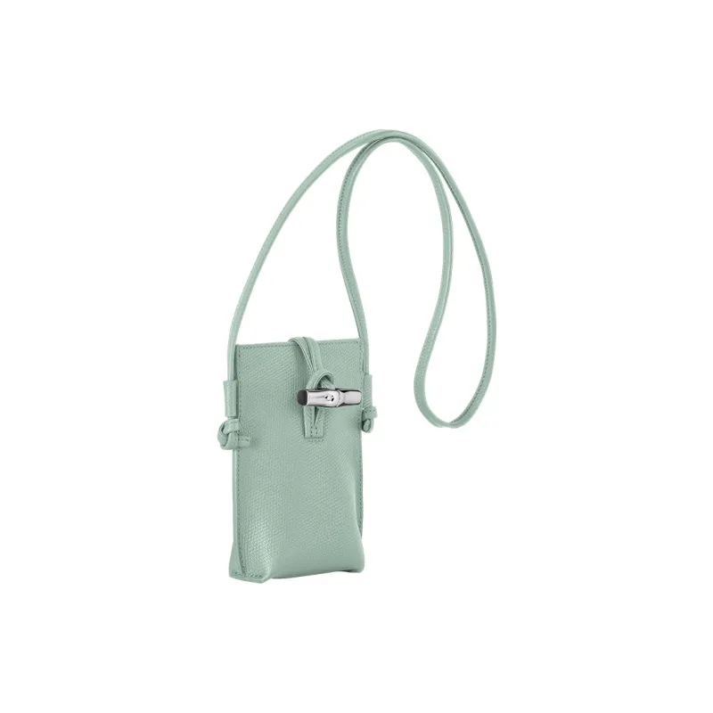 LONGCHAMP Le Roseau Cow Leather Cell Phone Pouch Crossbody Bag Regular Women's Celadon Green-1