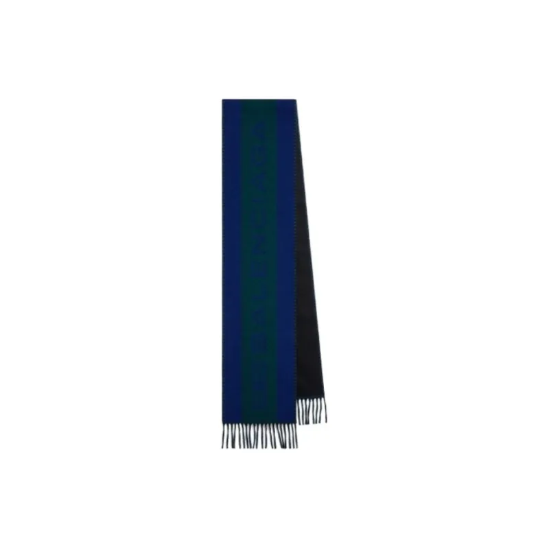 Balenciaga Wool Cashmere Knit Scarves Unisex Blue-0
