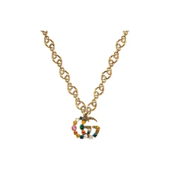 GUCCI Metal Necklaces Unisex Distressed Gold