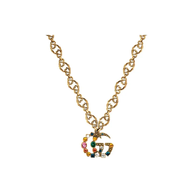 GUCCI Metal Necklaces Unisex Distressed Gold-0