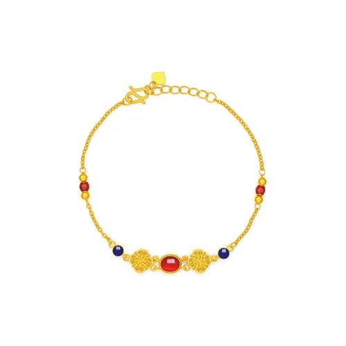 SUNFEEL Palace Enamel Collection, Bao Luo Zhu Enamel Filigree Solid Gold 999 .9 Priced In Gram Gold Bracelet Women's