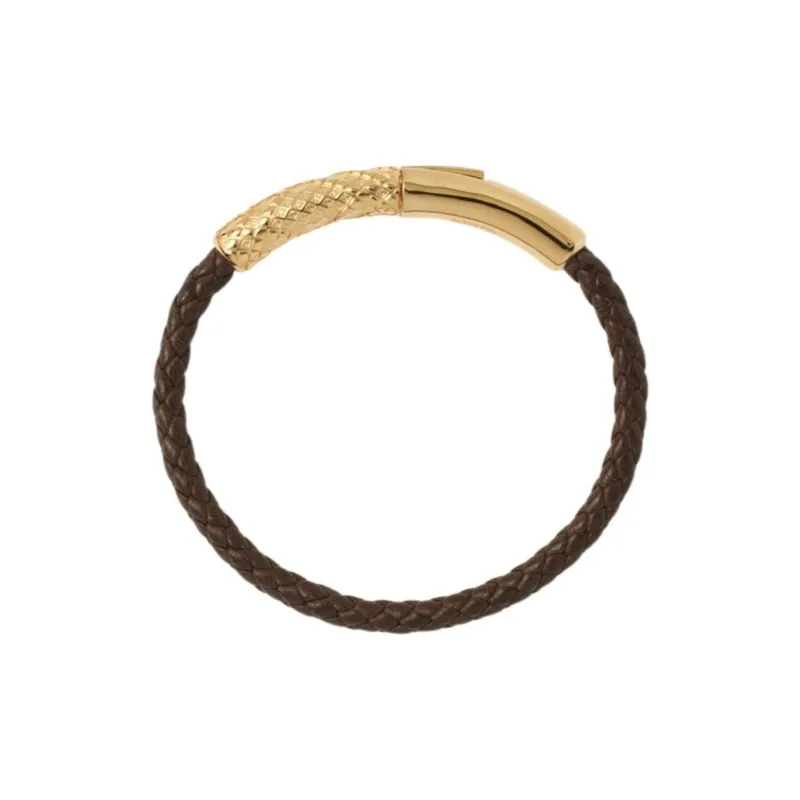 Burberry Brass Lambskin Gold Plated Bracelets Unisex Brown-0