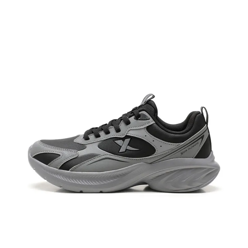 XTEP Shock absorbing And Waterproof Low Top Casual Running Shoes Men's Black Smoke Gray-0