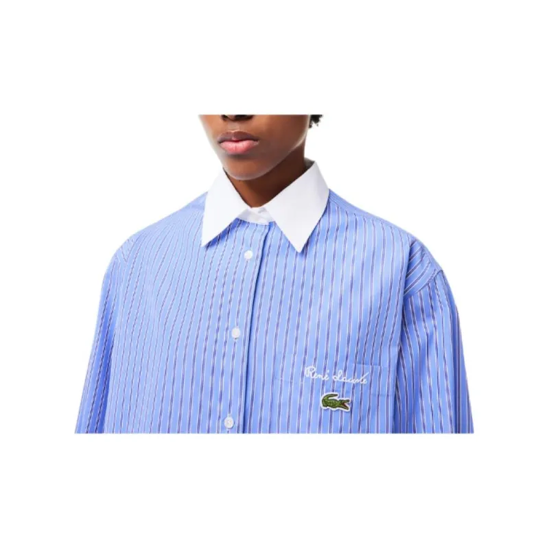 LACOSTE Shirt Women's Blue White-4