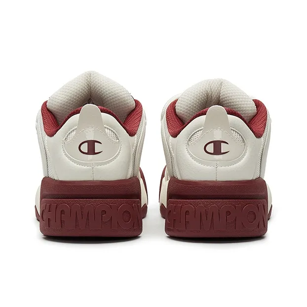 Champion Puffed Donut Low Top Skateboard Shoes Women's Milk White/Team Red-3
