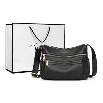 MILLIE'S Cow Leather With Synthetic Leather Underarm Shoulder Bag, Crossbody Bag Regular Women's Small, Black
