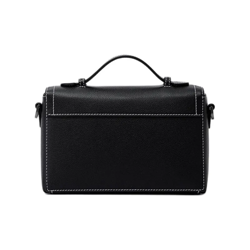 FION Mountain And Sea Journey Series Litchi Cow Leather Shoulder Bags Handbags Large Size Men's Classic Black-3