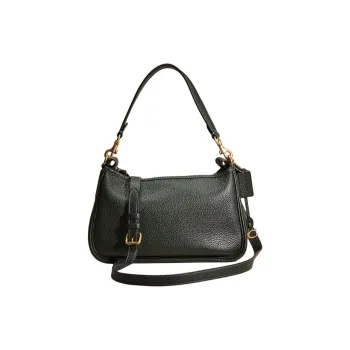 COACH Cary Leather Crossbody Bag Shoulder Bag Large Size Women's Dark Green