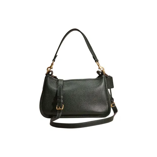 COACH Cary Leather Crossbody Bag Shoulder Bag Large Size Women's Dark Green