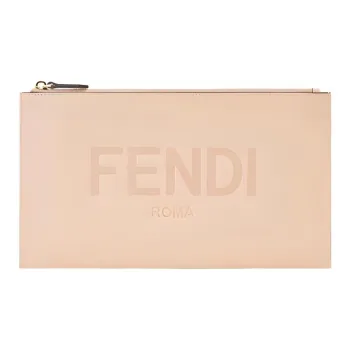 FENDI Smooth Cow Leather Wallet Clutch Women's Nude Pink