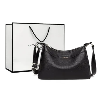MILLIE'S Cow Leather With Synthetic Leather Underarm Shoulder Bag Small Size Women's Black
