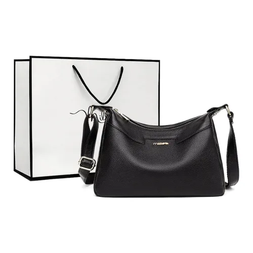 MILLIE'S Cow Leather With Synthetic Leather Underarm Shoulder Bag Small Size Women's Black