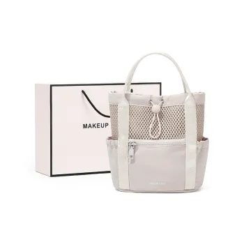MAKEUP KITTEN Nylon Fabric Synthetic Leather Cute Crossbody Handbag Mini Backpack Women's Khaki