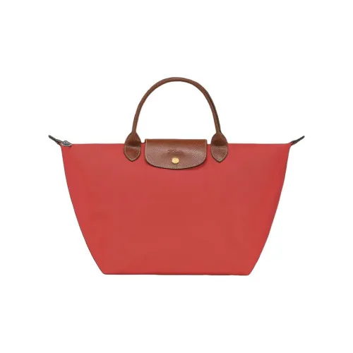 LONGCHAMP Recycled Canvas Tote Bag, Shopping Bag, Handbag Airbag Medium Size Women's Tomato Red