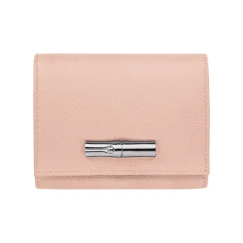 LONGCHAMP Le Roseau Cow Leather Wallet Women's Ballet Pink