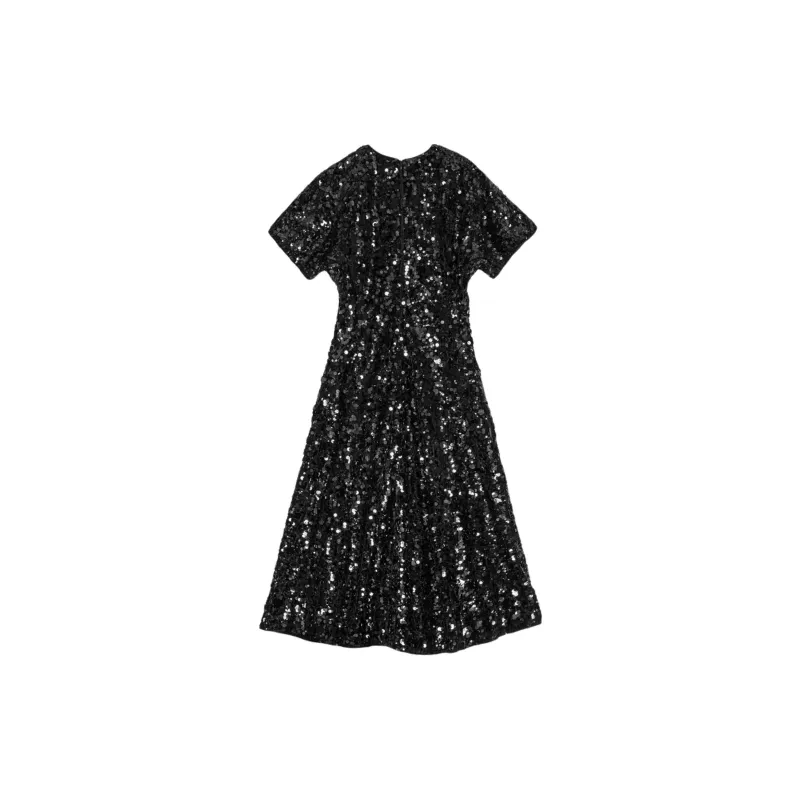 GANNI Sequin Embellished Velvet Maxi Dress-1