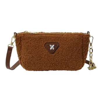 LUVISTRUE Faux Lambswool Shoulder Bags Cell Phone Pouch Crossbody Bags Women's White/Khaki/Brown