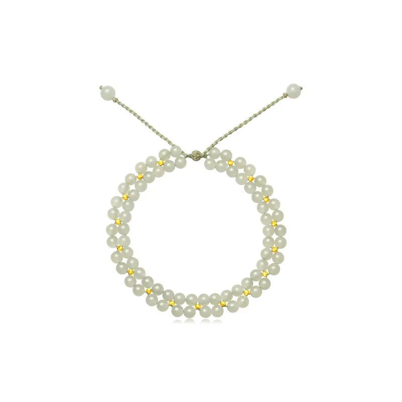CHAOHONGJI Hetian Jade Bracelets Pale Greenish White Jade Women's-2
