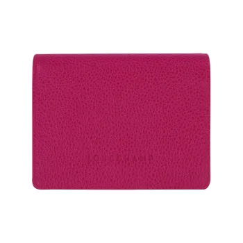 LONGCHAMP Le Foulonné Cow Leather Card Holder Wallet Women's Beetroot