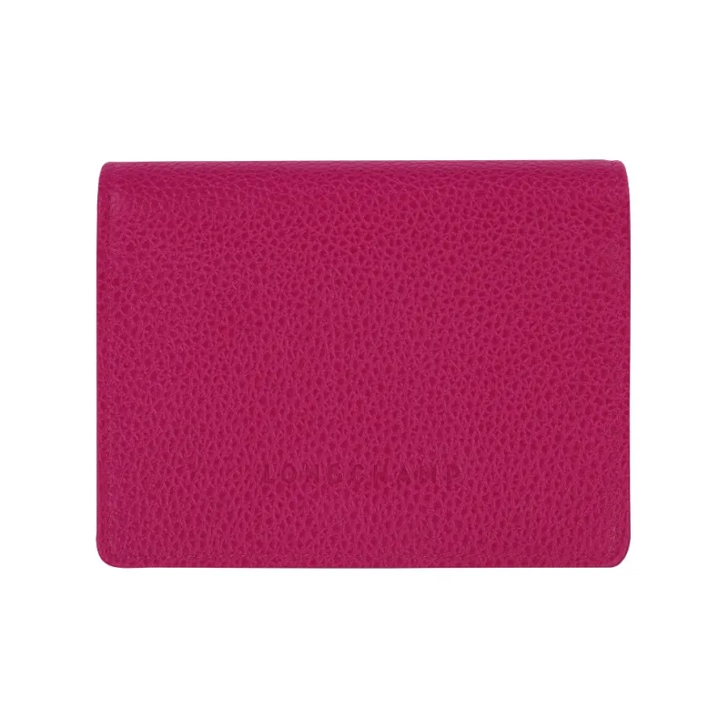 LONGCHAMP Le Foulonné Cow Leather Card Holder Wallet Women's Beetroot-0