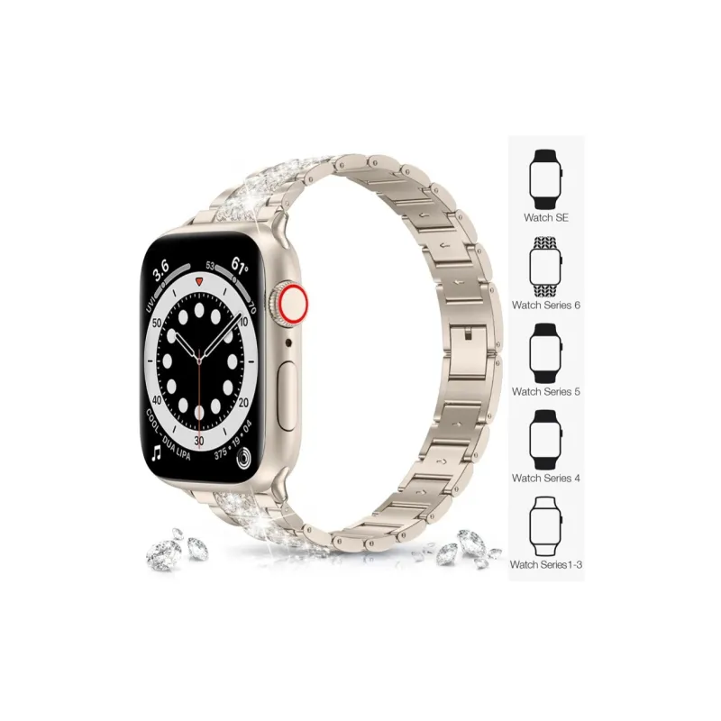 CHRROTA Compatibility Apple Three Bead S10 Rhinestone Embellished Watch Band Applewatch9 1 Full Collection All Strap-1