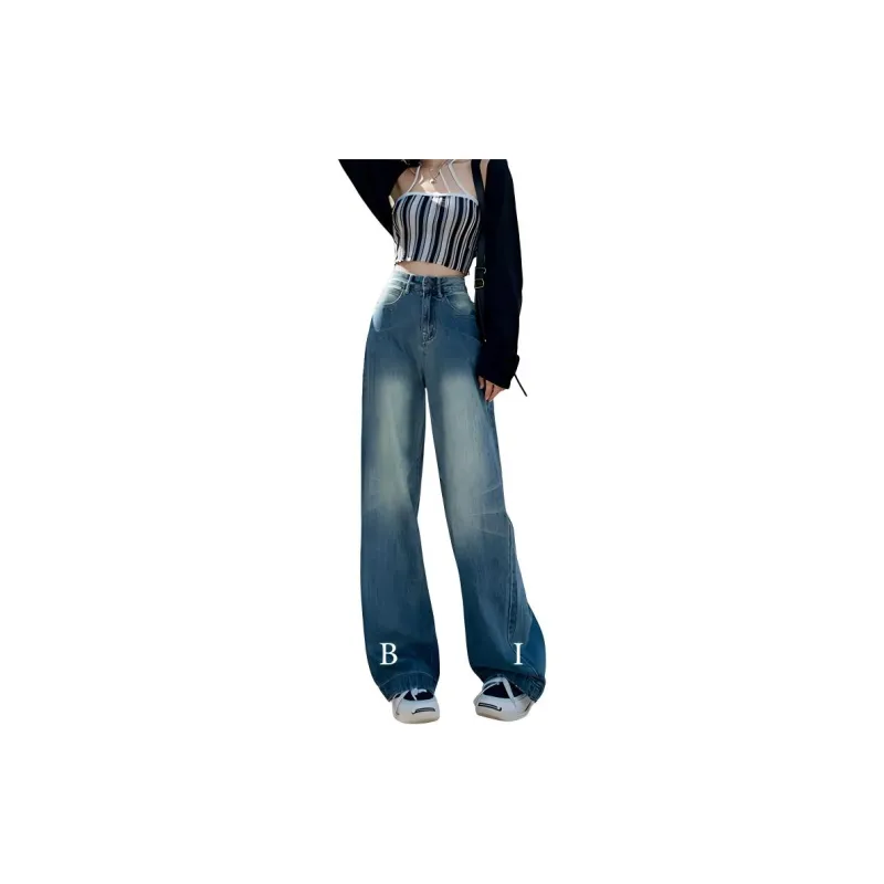 FAWENXIANGZI Jeans Women's Vintage Blue-12