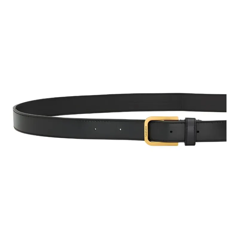 SAINT LAURENT Minimal Logo Engraved Belt-2