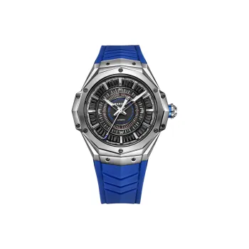 RARONE Blue Hurricane Automatic Mechanical Movement Silicone Strap Watch Men's Watches Black Dial