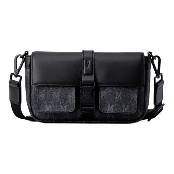 FION Mountain And Sea Journey Series Artificial Leather Shoulder Bag, Crossbody Bag Men's Classic Black