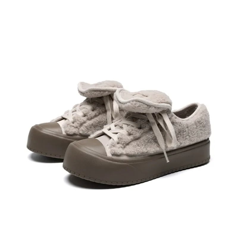 ZHR Small Stove Collection Warm And Wear Resistant Low Top Skateboard Shoes Women's Gray-2