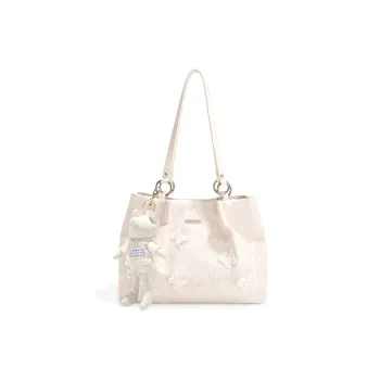 CLEVER& KETCH PU Totes Handbags Medium Size Women's Ecru/Pink